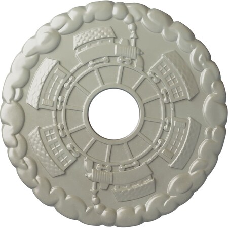 Ekena Millwork Kendall Train Station Medallion (Canopies up to 3 7/8"), 18 1/2"OD x 3 7/8"ID x 1"P, Flash Copper CM18KDFCS